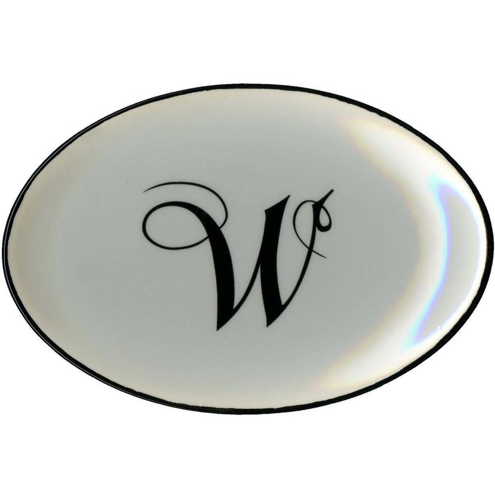 Mud Pie Ceramic Soap Dish Letter W Initial Monogram  5.5x3.75x.75" NEW